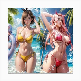 Two Girls In Bikinis 3 Canvas Print