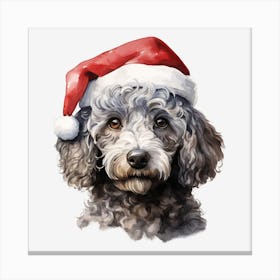 Poodle In Santa Hat 3 Canvas Print