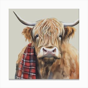 Watercolour Highland Cow Hamish Canvas Print