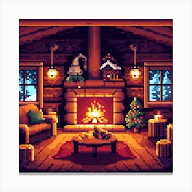 Pixel Art Christmas Interior Canvas Print