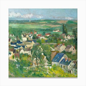 View Of A Village Oil Painting Landscape Illustration Canvas Print