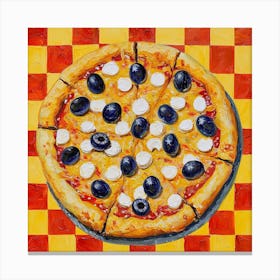Pizza Yellow Checkerboard 2 Canvas Print