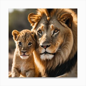 Lion And Cub Canvas Print