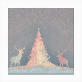 Christmas Tree With Deer, Christmas Tree, Christmas vector art, Vector Art, Christmas art Canvas Print