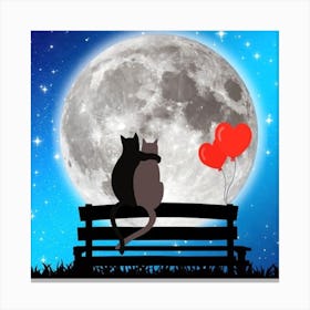 Full moon with love cats Canvas Print