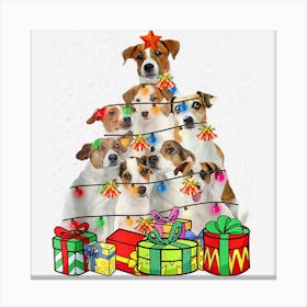 Fun Jack Russell Terrier Christmas Tree Lights Pet Dog Lover Canvas Print