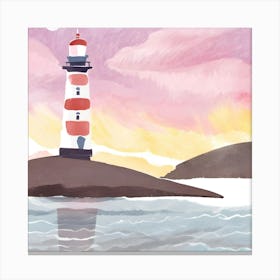 Lighthouse At Sunset 18 Canvas Print