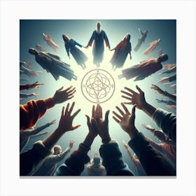 Circle Of Hands By Person Canvas Print