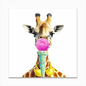 Giraffe Eating Ice Cream Canvas Print