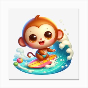 Monkey Surfing Canvas Print