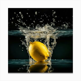 Lemon Splashing Water Canvas Print