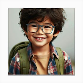 Portrait Of A Young Boy Wearing Glasses Canvas Print