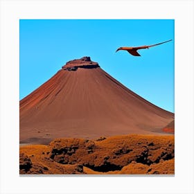 Bird Flies Over A Volcano Canvas Print