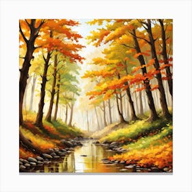 Forest In Autumn In Minimalist Style Square Composition 81 Canvas Print