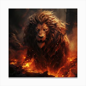 Lion In Fire Canvas Print