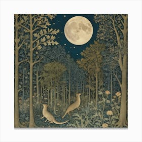 William Morris Print Night Forest Moon Poster Vintage 1 Canvas Print