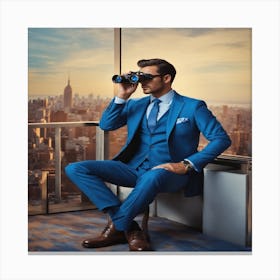 Man With Binoculars Canvas Print