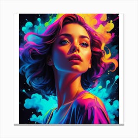 BeautifulGirl With Colorful Hair Canvas Print