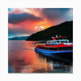 Sunset On Loch Ryan Ferry Canvas Print