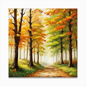 Forest In Autumn In Minimalist Style Square Composition 359 Canvas Print