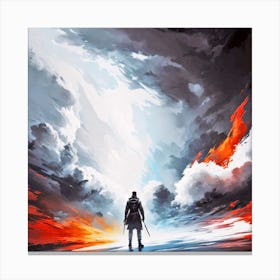 Man Walking Through A Storm Canvas Print