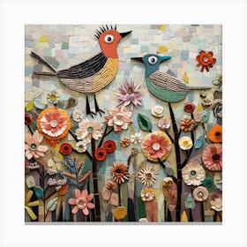 Birds love flowers X3 with AccEffect Canvas Print