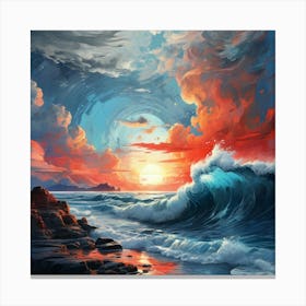 Sunset Over The Ocean Canvas Print