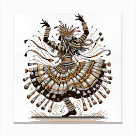Woman Dancing Tapra Dance Motif Canvas Print