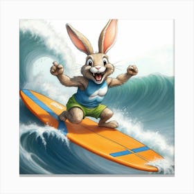 Bunny Surfboard 1 Canvas Print