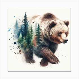 Bear Watercolour Art Print Canvas Print