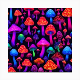 Neon Psychedelic Mushrooms Canvas Print