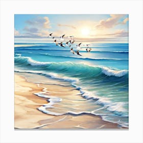 Seagulls On The Beach Canvas Print