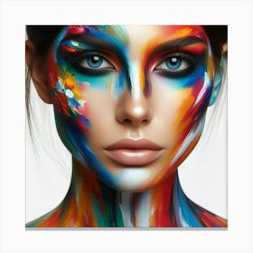 Colorful Girl With Painted Face Canvas Print