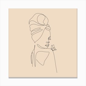 Black woman Line art Canvas Print