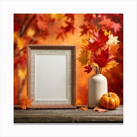 An Autumnal Scene Captured In Ultra Realistic Detail Showcases A Leaf Of Vibrant Orange Hue Profoun (6) 1 Canvas Print