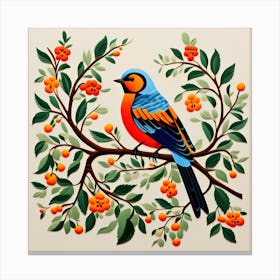 Palestinian Tatreez Embroidery, Bird On a Branch, folk art, 163 Canvas Print