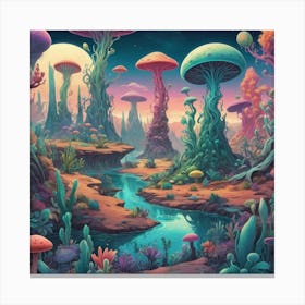 Psychedelic Landscape art print 1 Canvas Print