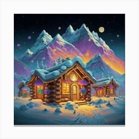 Mountain village snow wooden 6 23 Canvas Print