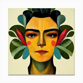 Frida Kahlo With Flowers 4 Canvas Print
