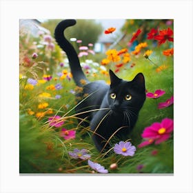 Black Cat into The Garden Canvas Print