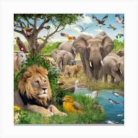 Lions In The Wild Canvas Print