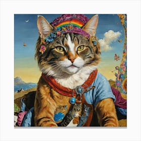 Cat With Rainbows Canvas Print