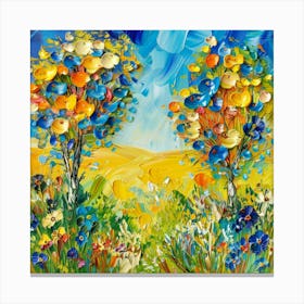 Two Trees In A Field Canvas Print