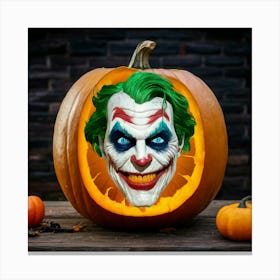 Joker Pumpkin Carving 12 Canvas Print