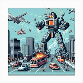 8-bit giant robot rampage Canvas Print