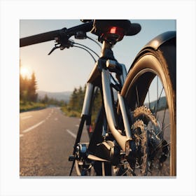 Bicycle Parked On The Road Canvas Print