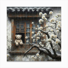 Teddy Bear In The Window Canvas Print