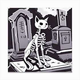 Spooky Skeleton Cat Canvas Print