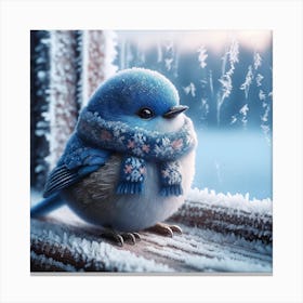 Blue Bird In Winter Canvas Print