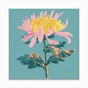 Chrysanthemum 2 Square Flower Illustration Canvas Print